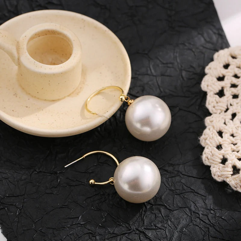 925 Sterling Silver Needle Pearl Earrings