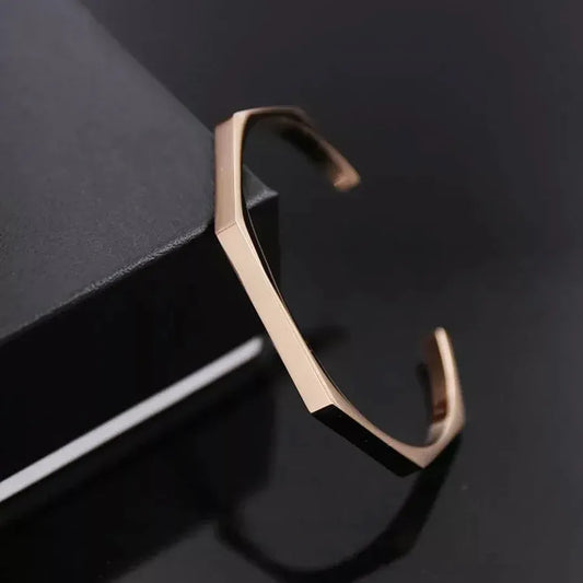 Stainless Steel Plain Silver Hexagon Cuff Kada