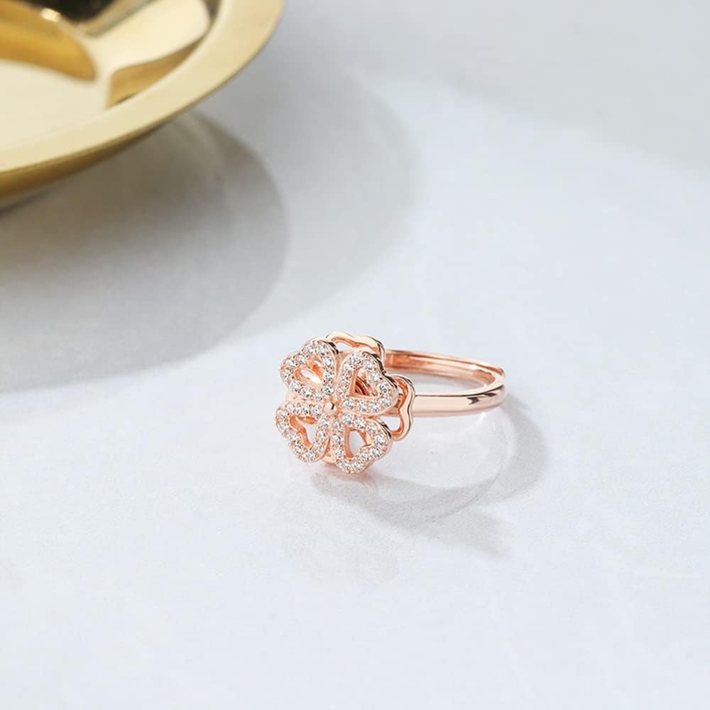 Four-Leaf Clover Spinner Rings Anxiety Fidget Ring for Anxiety