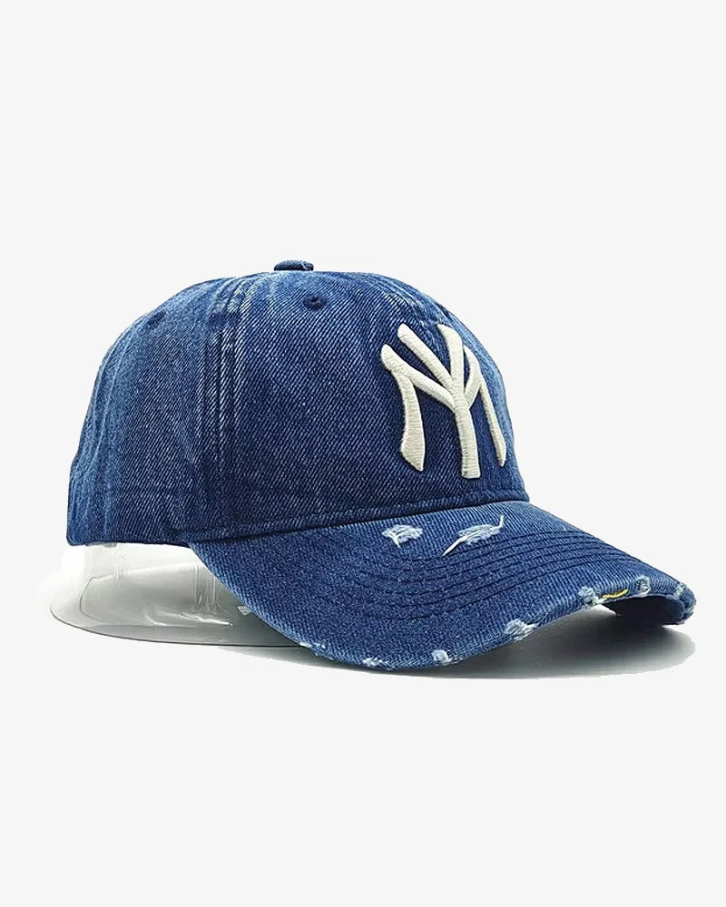 Premium NY Embroidered Dark Blue Denim Cap - C0135
