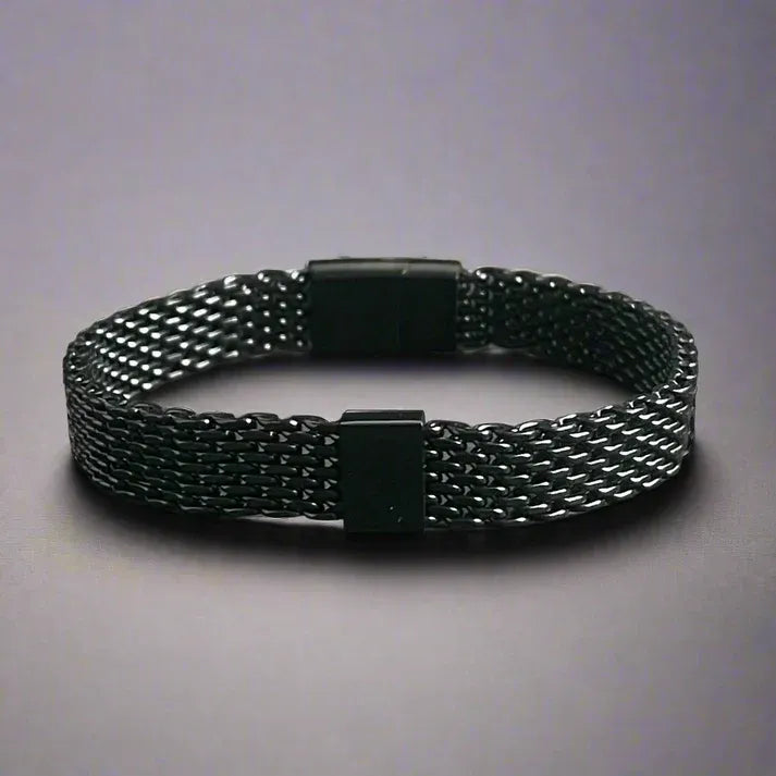 Noir Black Mesh Chain Bracelet for Men