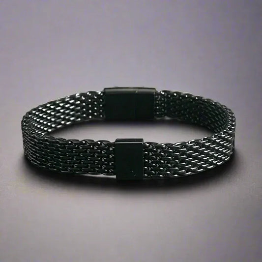 Noir Black Mesh Chain Bracelet for Men
