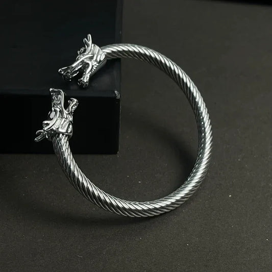 Alpha Dragon Silver Steel Bracelet for Men