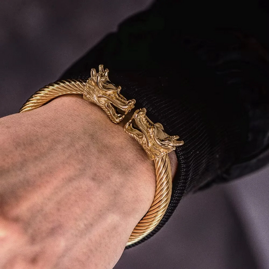 Alpha Dragon Golden Steel Bracelet