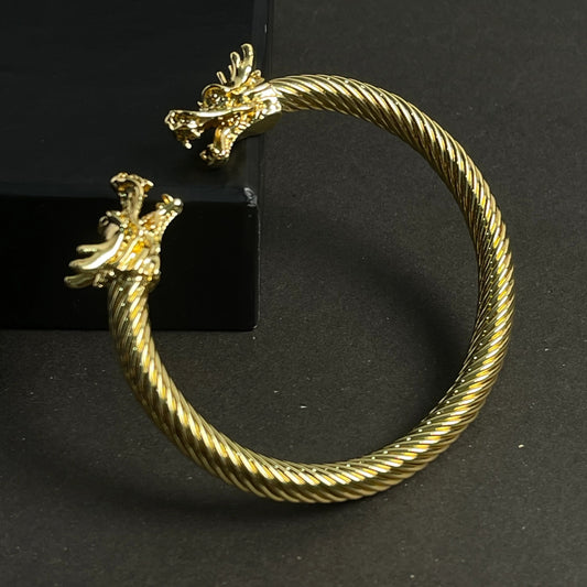 Alpha Dragon Golden Silver Steel Bracelet for Men