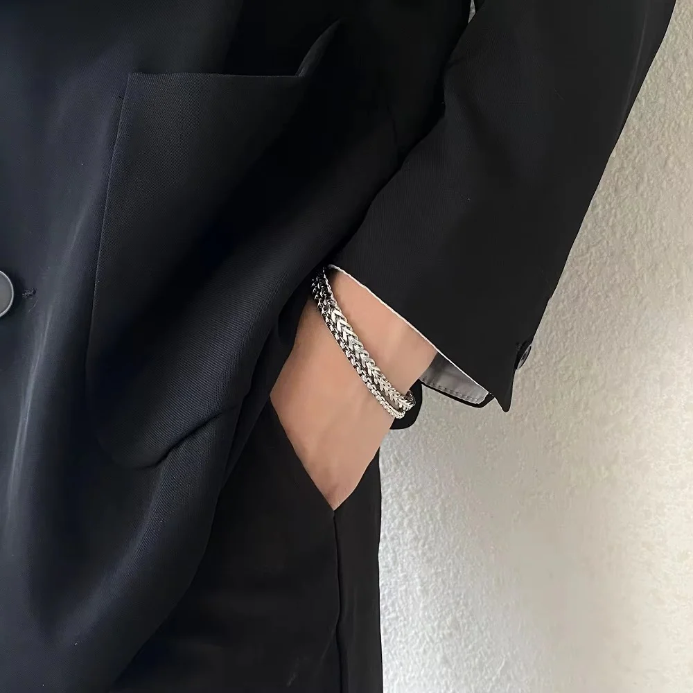 8mm Silver Foxtail Chain Bracelet