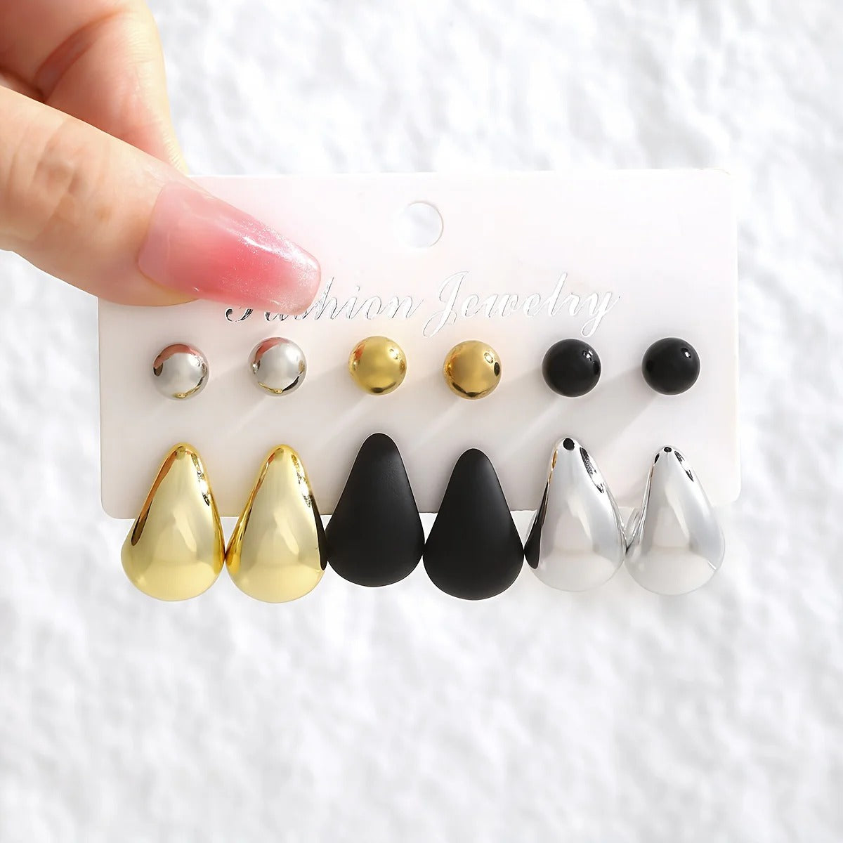 12-Piece Multicolor Water Drop Earrings
