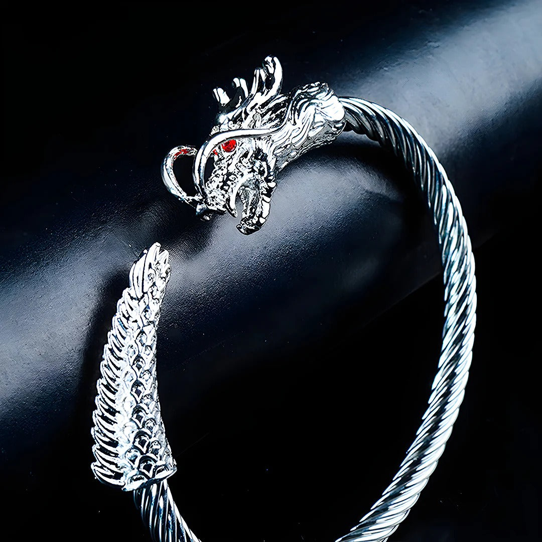 6mm Black Metallic Draco Cuff  Bangle -316L