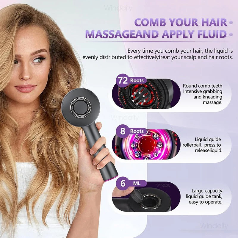 Premium Head Scalp Massager Comb | Rechargeable Massaging Brush with 2 In 1 Hair Oil Applicator. (Imported)