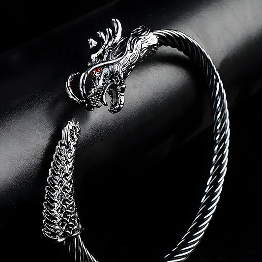 6mm Black Metallic Draco Cuff  Bangle -316L