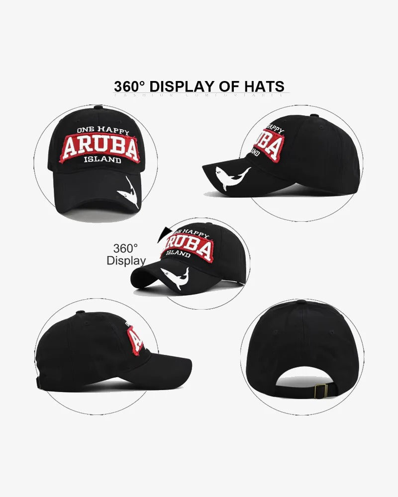 Aruba Island Shark Embroidered Contrast Cap