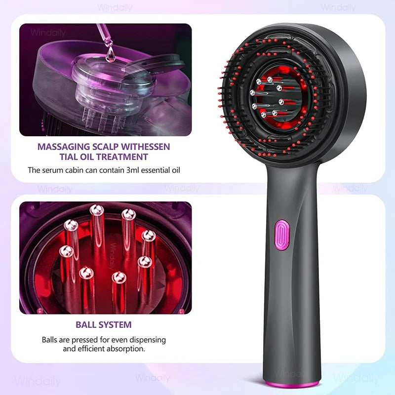 Premium Head Scalp Massager Comb | Rechargeable Massaging Brush with 2 In 1 Hair Oil Applicator. (Imported)