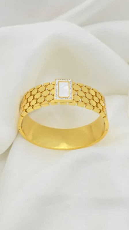 White Stone Bangle