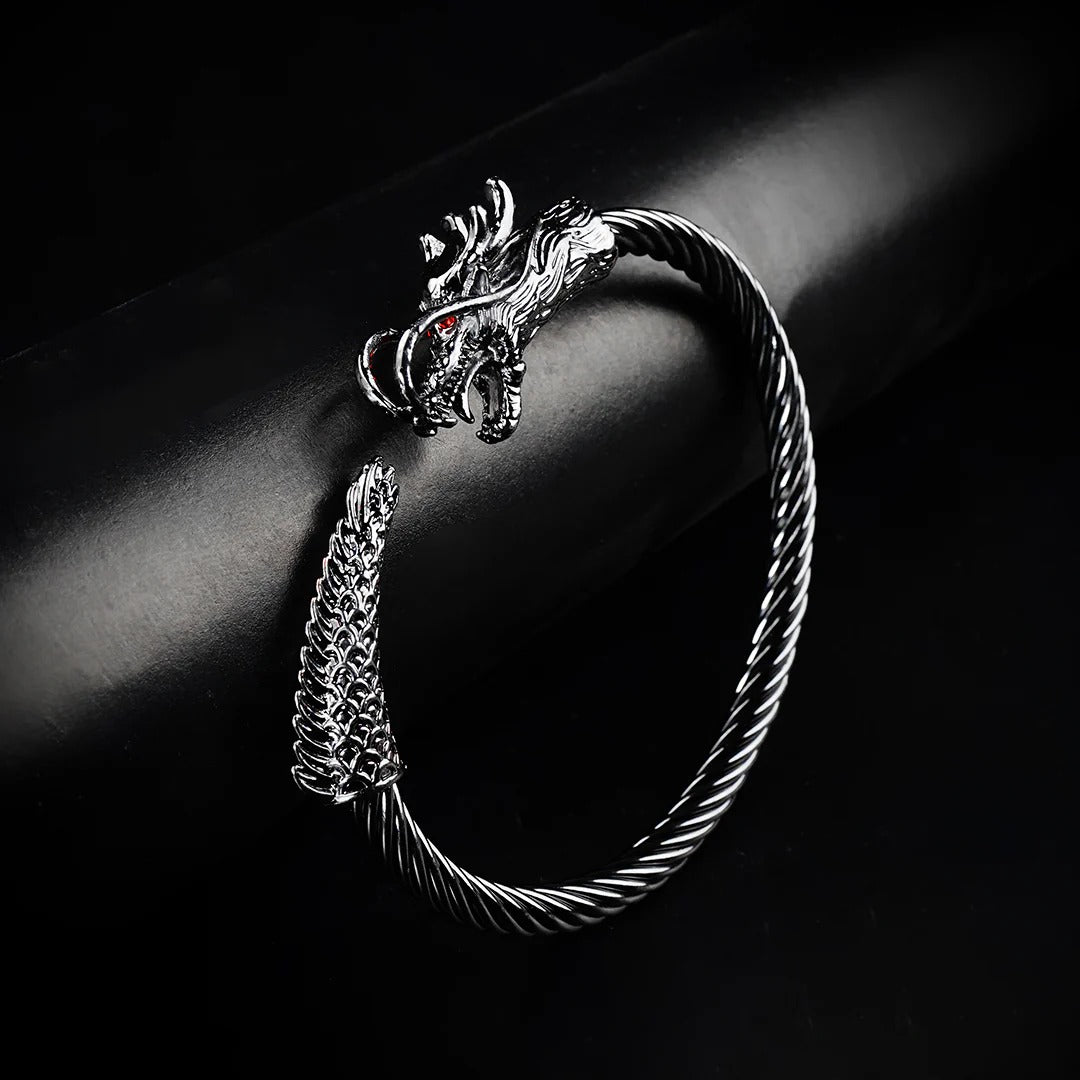 6mm Black Metallic Draco Cuff  Bangle -316L