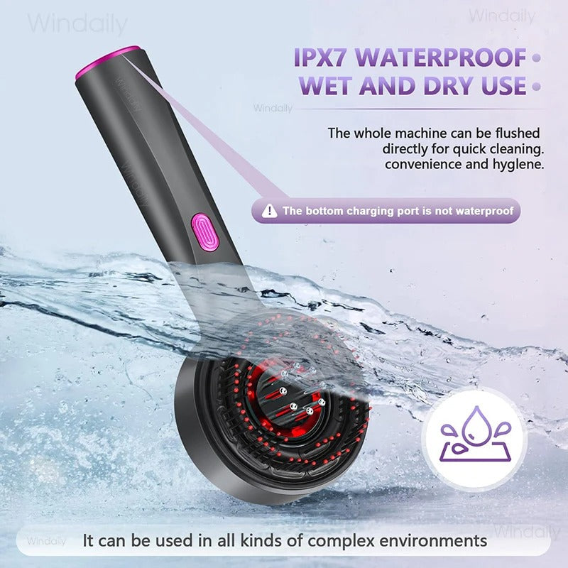 Premium Head Scalp Massager Comb | Rechargeable Massaging Brush with 2 In 1 Hair Oil Applicator. (Imported)