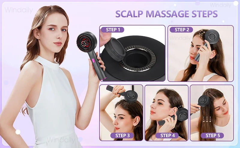 Premium Head Scalp Massager Comb | Rechargeable Massaging Brush with 2 In 1 Hair Oil Applicator. (Imported)