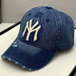 Premium NY Embroidered Dark Blue Denim Cap - C0135