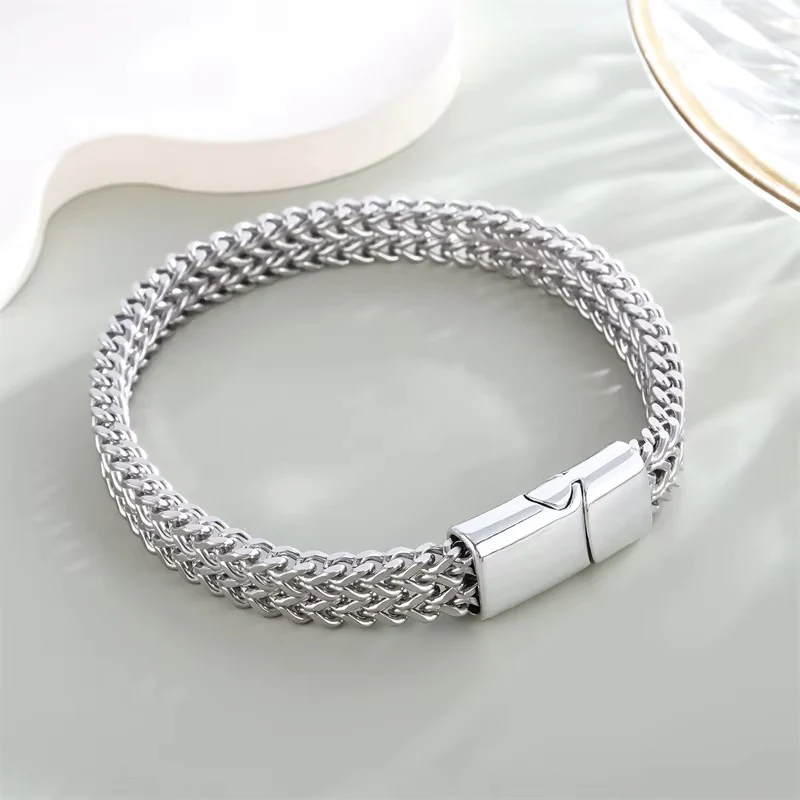 8mm Silver Foxtail Chain Bracelet