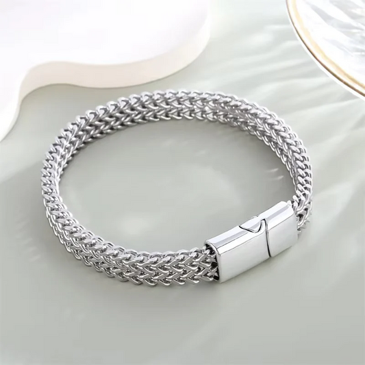 8mm Silver Foxtail Chain Bracelet
