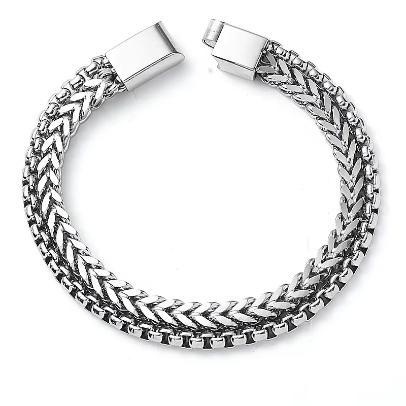 8mm Silver Foxtail Chain Bracelet