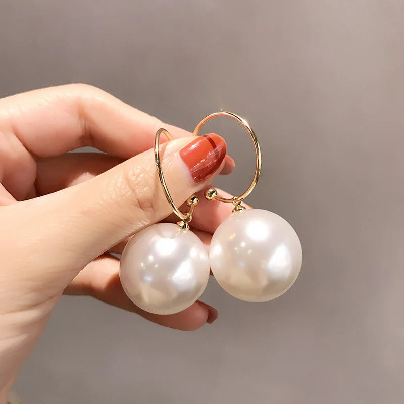 925 Sterling Silver Needle Pearl Earrings