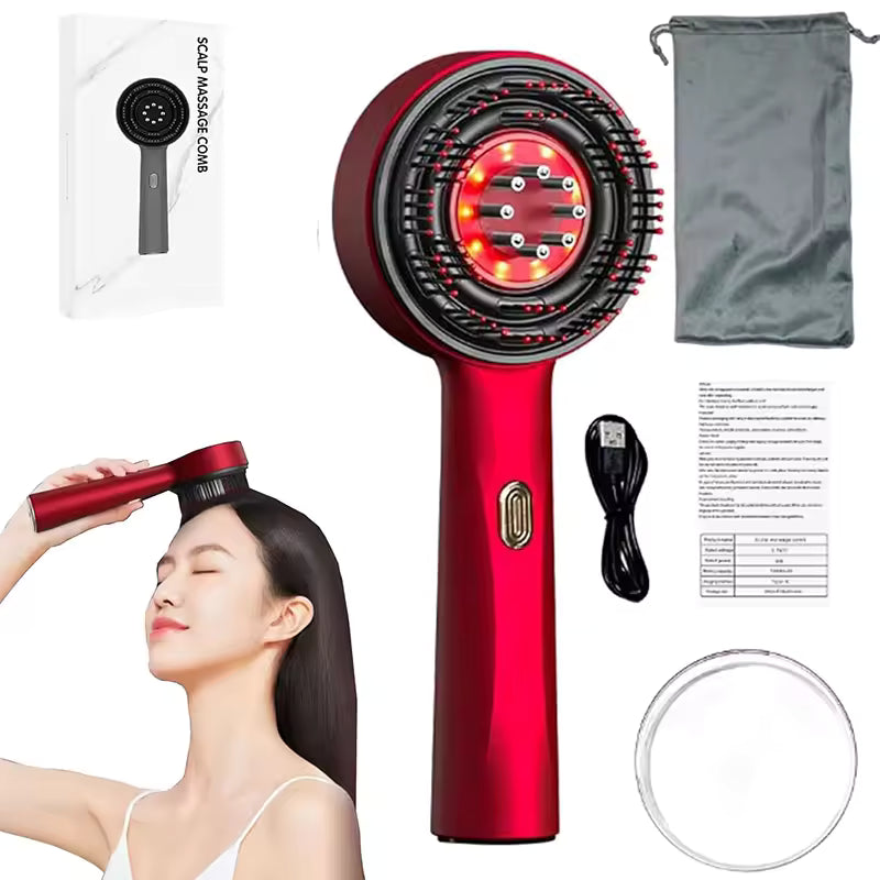 Premium Head Scalp Massager Comb | Rechargeable Massaging Brush with 2 In 1 Hair Oil Applicator. (Imported)