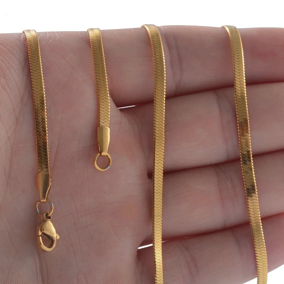 3mm Lasting Color Flat Snake Chain for Boys Neck Chain Men Necklace for Boys Men