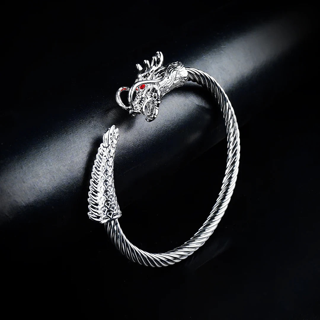 6mm Black Metallic Draco Cuff  Bangle -316L