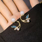 Pretty Leaf Imitation Pearl Design Stud Earrings