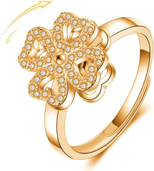 Four-Leaf Clover Spinner Rings Anxiety Fidget Ring for Anxiety